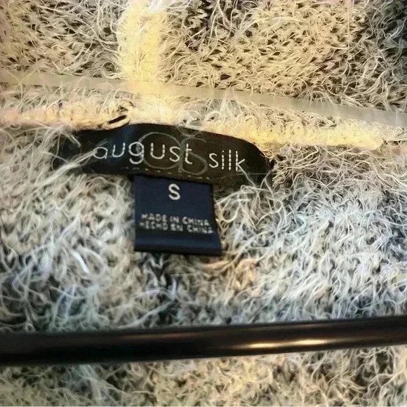 August Silk Women’s black & white chevron print cardigan sweater open front - Picture 6 of 11